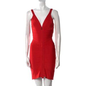 Herve Leger V-Neck Mini Dress